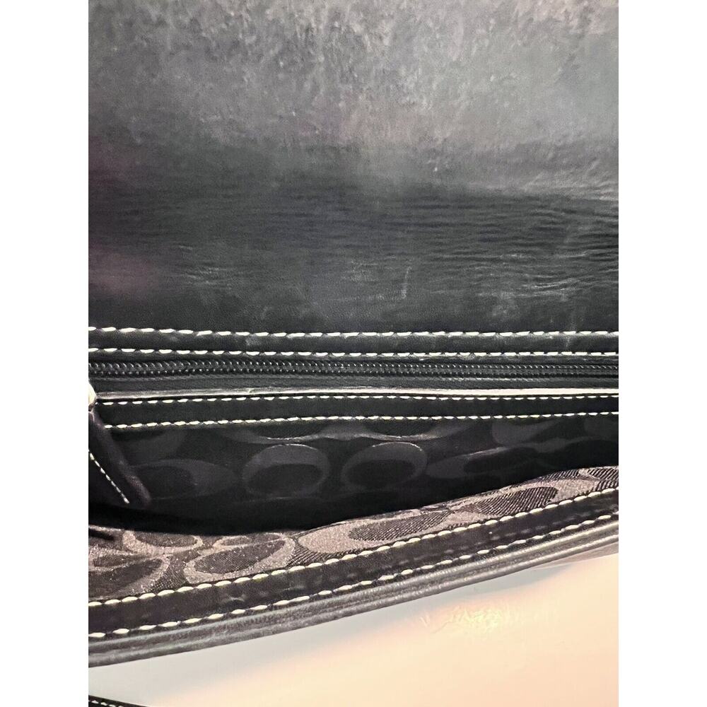Coach Lexington, Black, Leather Briefcase/Laptop Bag, silver hardware, preowned - Picture 6 of 12